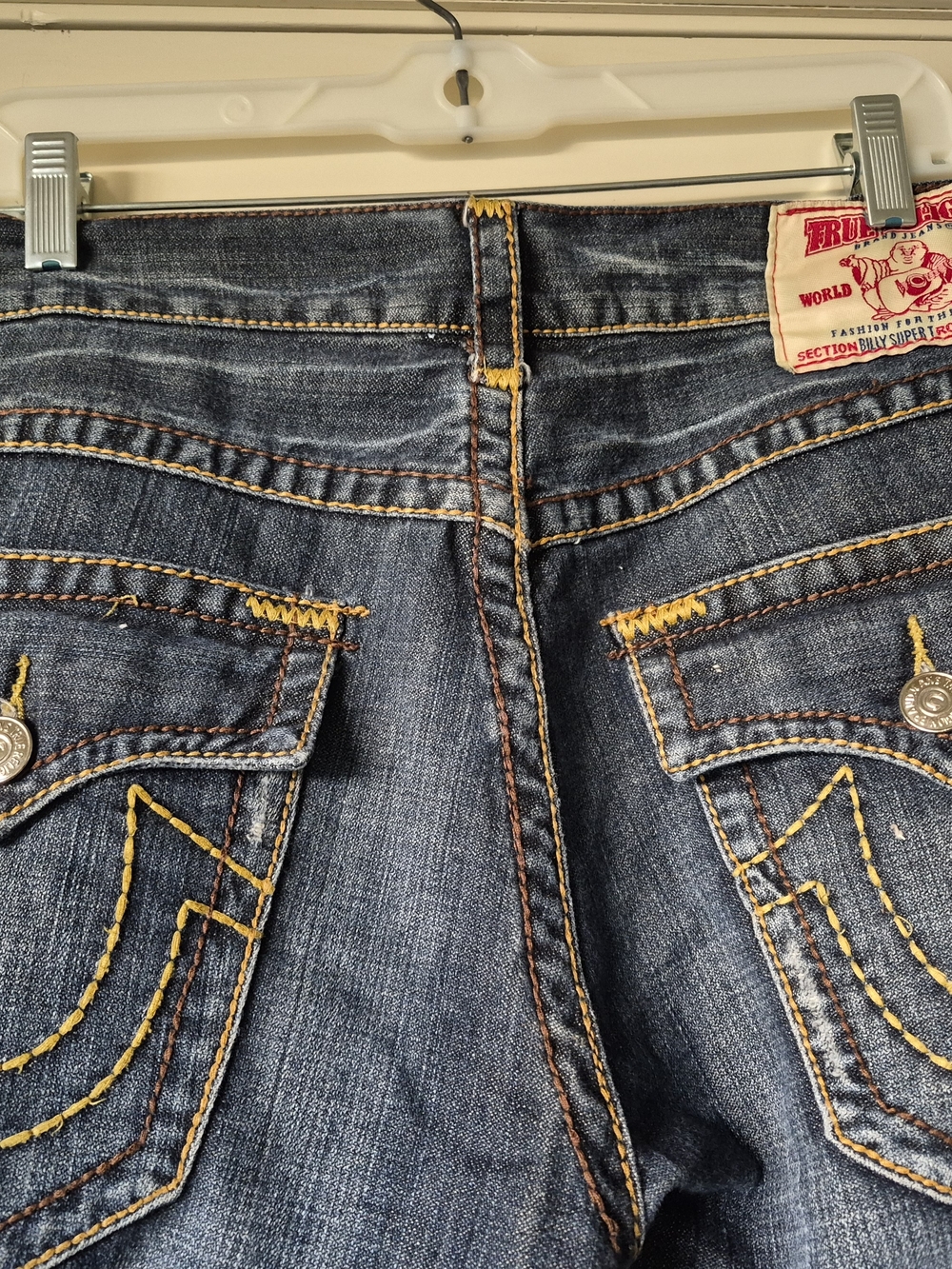 True Religion men's Mid-Rise Dark Blue Denim Jeans